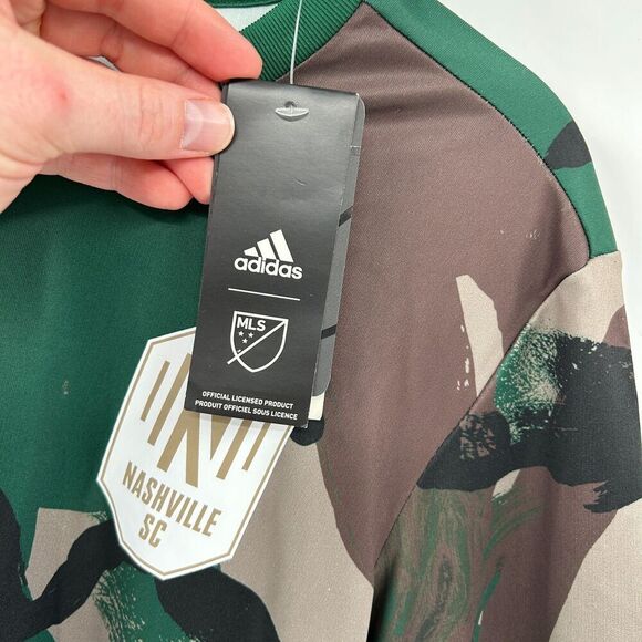 Adidas Nashville SC Camo Green Pre-Match MLS Soccer NWT Jersey Size Small - Picture 10 of 16